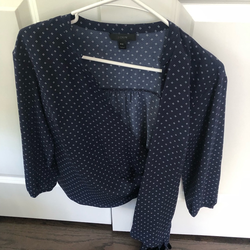 JCrew Long Sleeve Tie Blouse